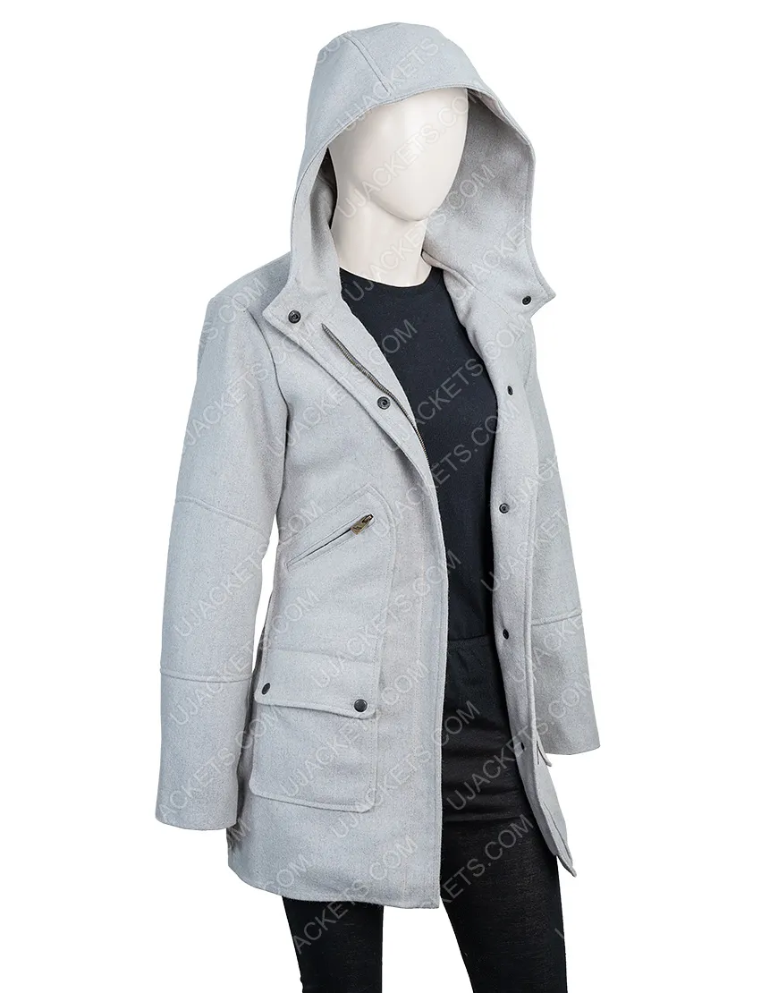 Knives Out Ana de Armas Coat - Marta Cabrera Grey Woolen Coat